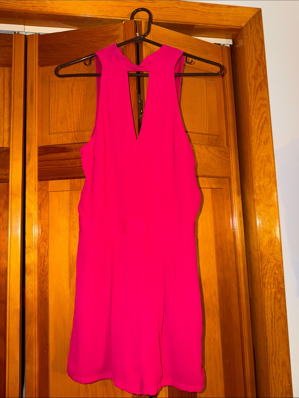 Express Hot Pink Sleeveless V-Neck Romper